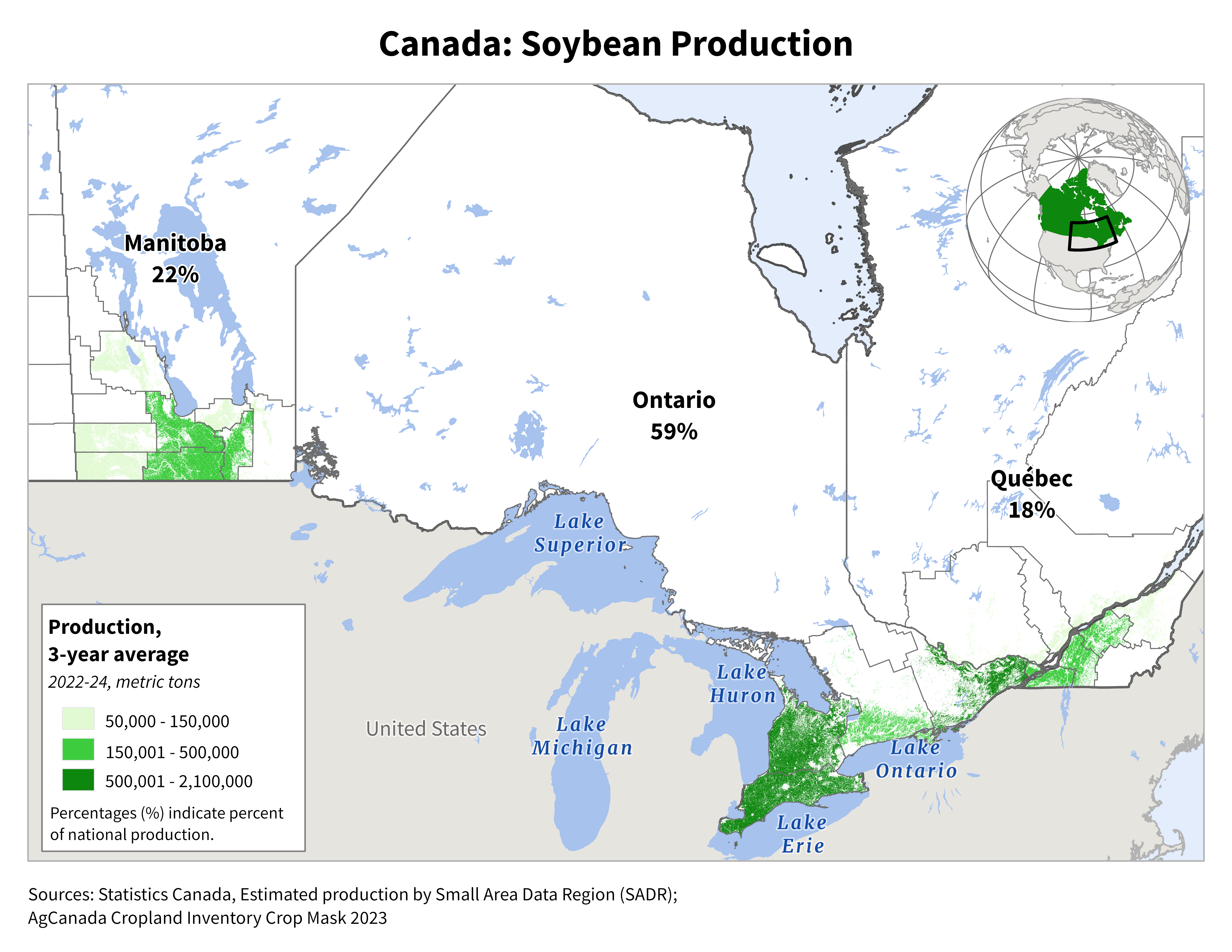 Canada Soybean Area, Yield and Production