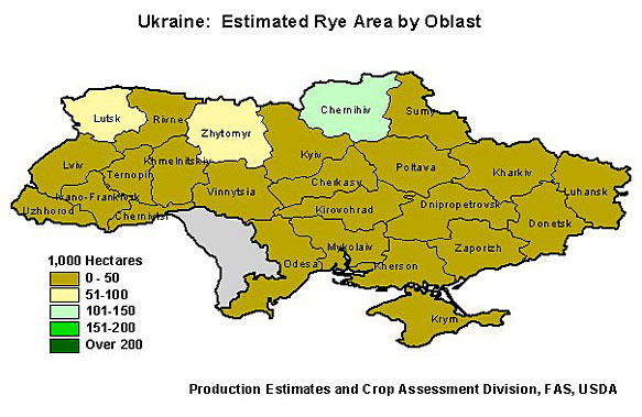  Estimated Rye Area by Oblast.