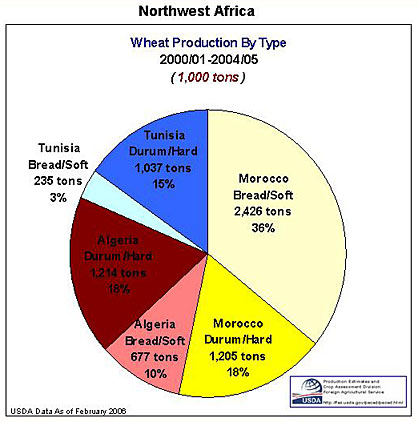 Northwest Africa - Wheat Production By Type.