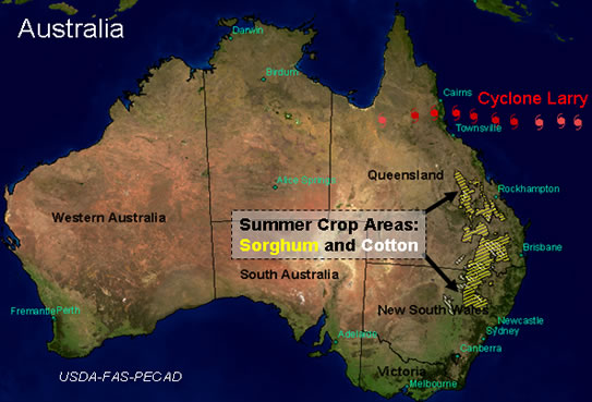 Cyclone Larry Track Australia Map