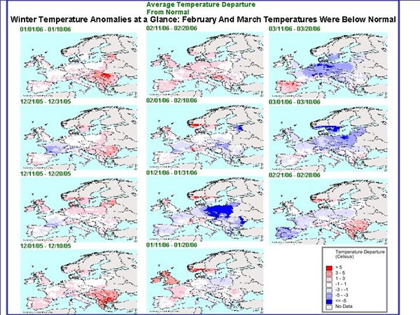 Winter Temperature Anomalies at a Glance: February And March Temperatures Were Below Normal