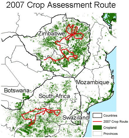 2007 Crop Assessment Route in South Africa and Zimbabwe