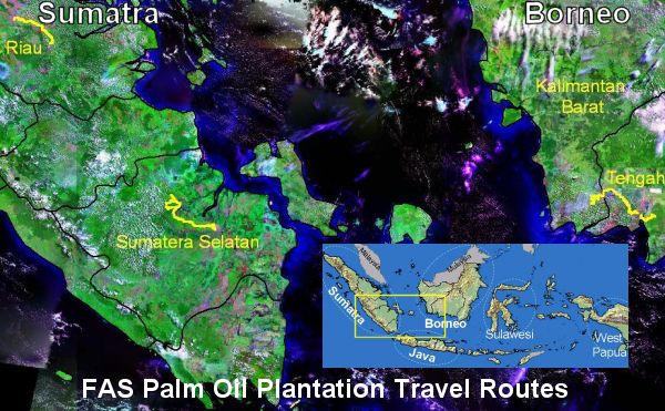 FAS Crop Travel Routes on Indonesia Islands of Sumatra and Borneo