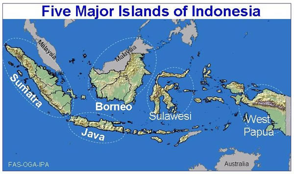 Map of Major Indonesia Islands