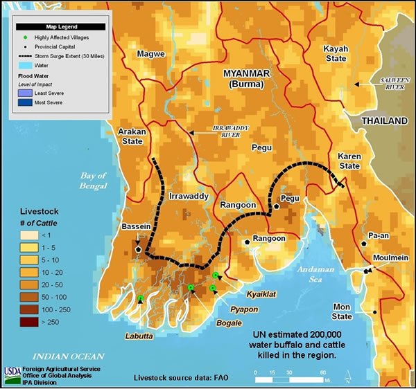 Burma Livestock Damage Map