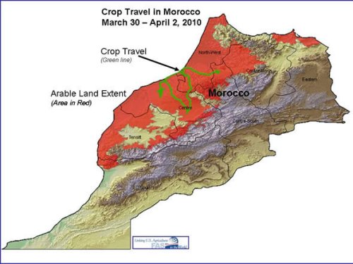 Map showing arable land extent in Morocco