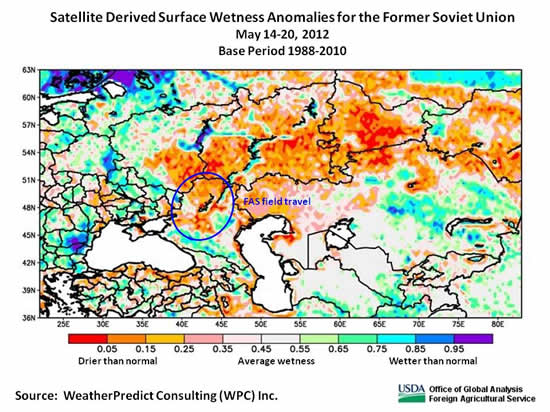 Surface-moisture conditions were low in southern Russia at the time of FAS field travel.
