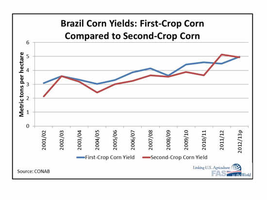 Brazil Corn Yields: First-Crop Corn Compared to Second-Crop Corn