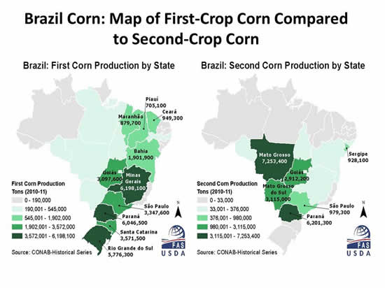 Brazil Corn: Map of First-Crop Corn Compared to Second-Crop Corn