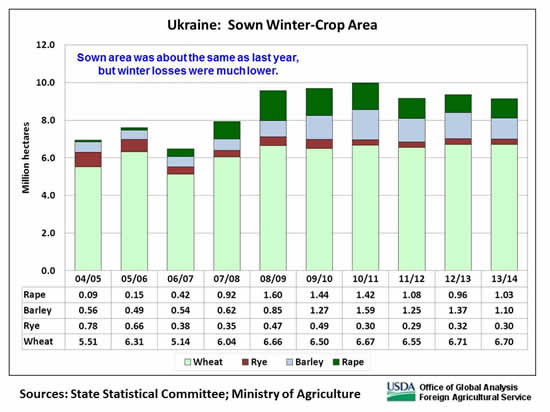 The sown area of winter crops was about the same as last year, but winter losses were much lower.