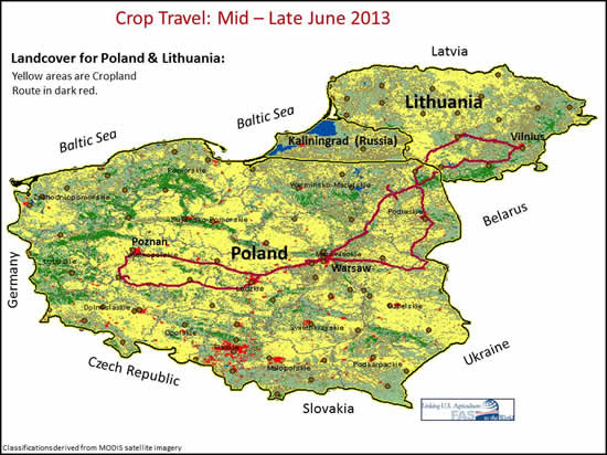 Crop Travel Route: Mid – Late June 2013