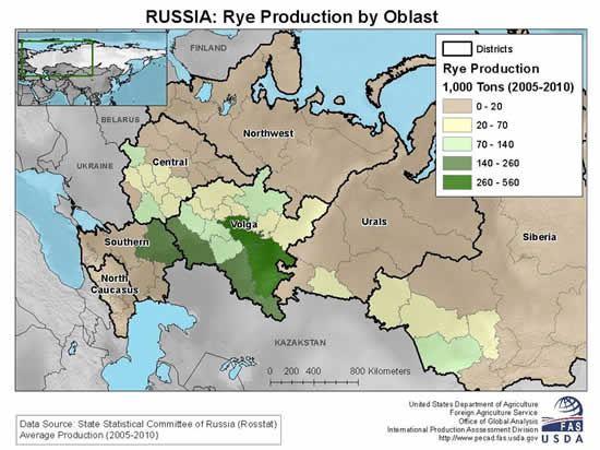 Rye is grown in the more northern portions of the winter-grain zone, where winters are more severe and the soil is less fertile.
