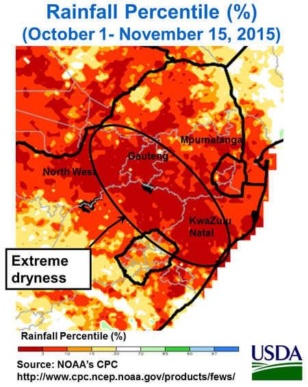 Figure 1. Low rainfall from October 1- November 15, 2015