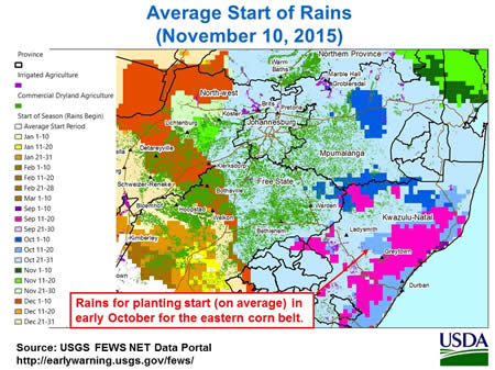 Figure 3. Average Start of Season (SOS) or arrival of sufficient rainfall