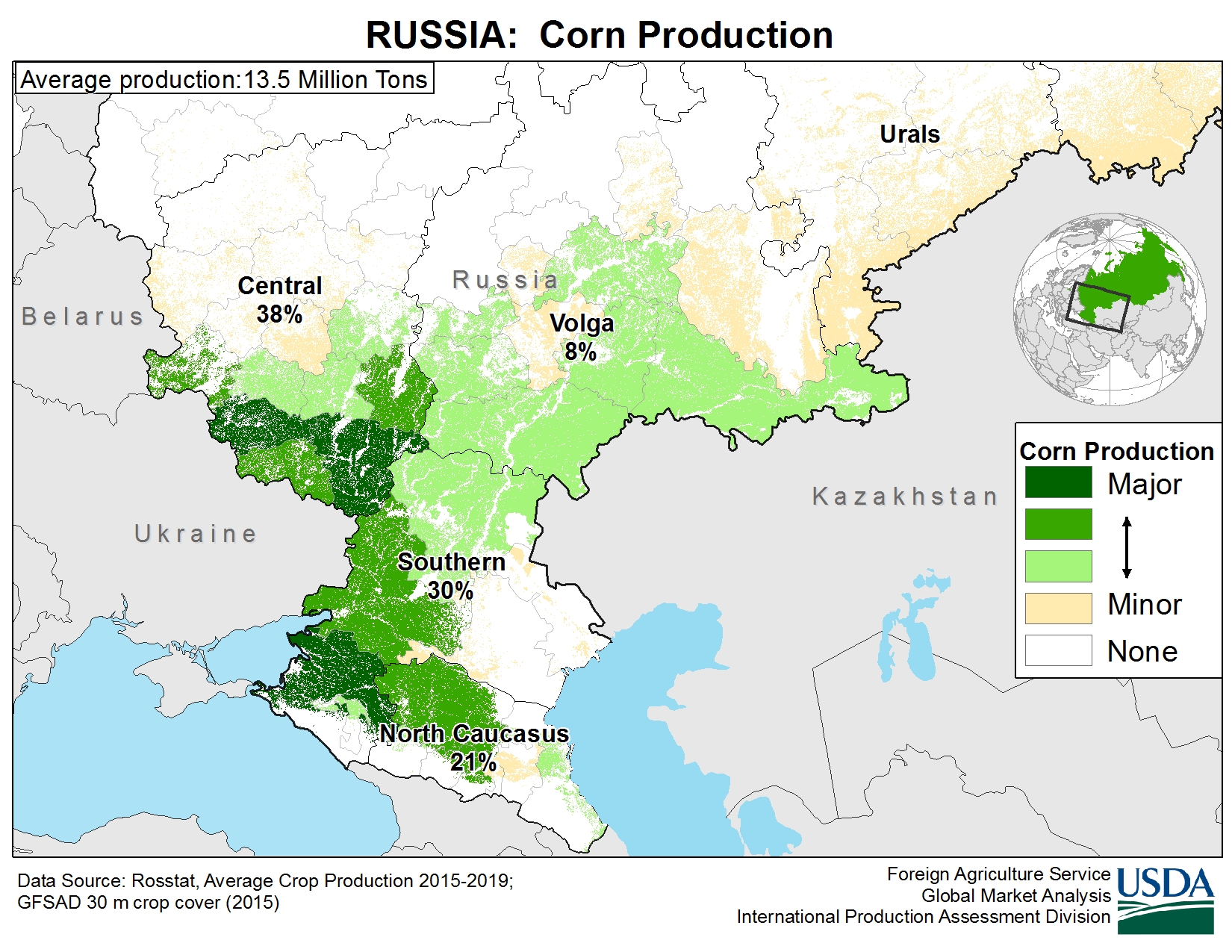 Map of Grain Production in Russia. State Map of Grain Crop Production. Germany Agriculture Map. Russian production