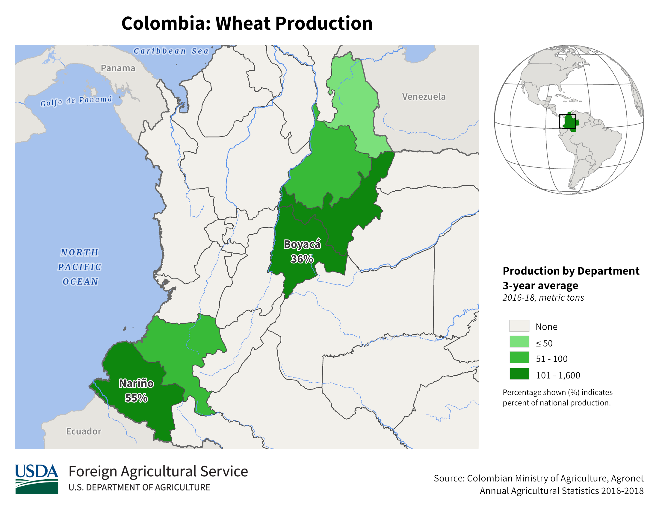 Northern south america crop production maps