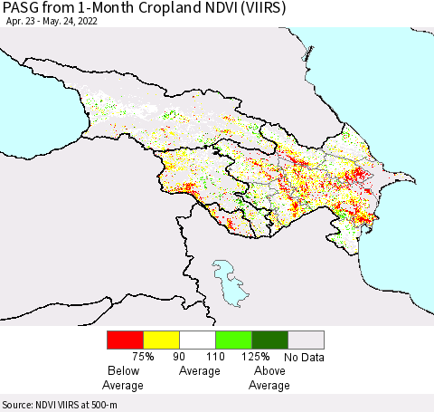 Azerbaijan, Armenia and Georgia PASG from 1-Month Cropland NDVI (VIIRS) Thematic Map For 5/17/2022 - 5/24/2022