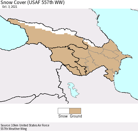 Azerbaijan, Armenia and Georgia Snow Cover (USAF 557th WW) Thematic Map For 9/27/2021 - 10/3/2021