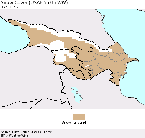 Azerbaijan, Armenia and Georgia Snow Cover (USAF 557th WW) Thematic Map For 10/4/2021 - 10/10/2021