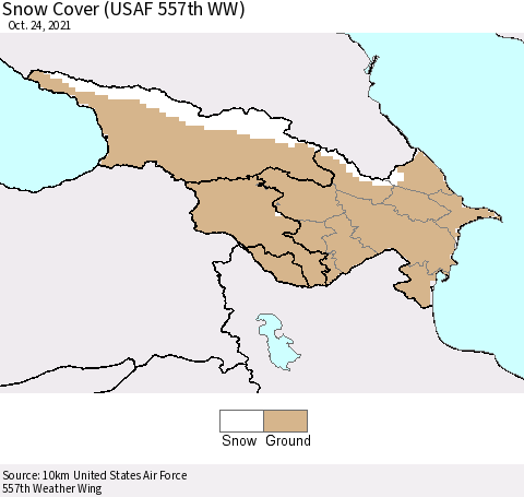 Azerbaijan, Armenia and Georgia Snow Cover (USAF 557th WW) Thematic Map For 10/18/2021 - 10/24/2021