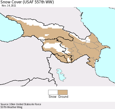 Azerbaijan, Armenia and Georgia Snow Cover (USAF 557th WW) Thematic Map For 11/8/2021 - 11/14/2021