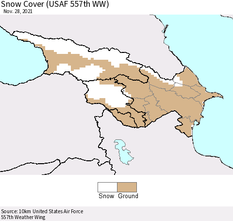 Azerbaijan, Armenia and Georgia Snow Cover (USAF 557th WW) Thematic Map For 11/22/2021 - 11/28/2021