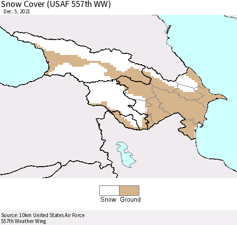 Azerbaijan, Armenia and Georgia Snow Cover (USAF 557th WW) Thematic Map For 11/29/2021 - 12/5/2021