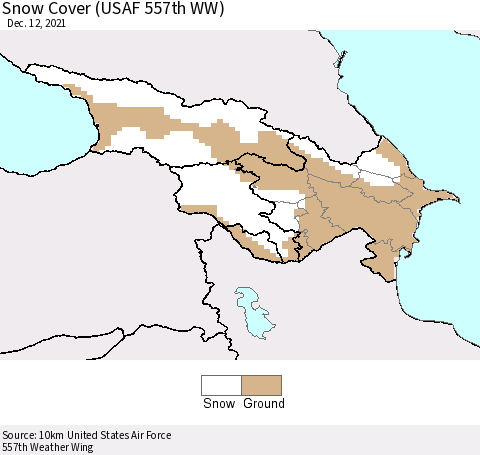 Azerbaijan, Armenia and Georgia Snow Cover (USAF 557th WW) Thematic Map For 12/6/2021 - 12/12/2021