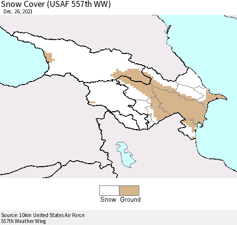 Azerbaijan, Armenia and Georgia Snow Cover (USAF 557th WW) Thematic Map For 12/20/2021 - 12/26/2021