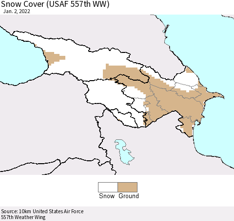 Azerbaijan, Armenia and Georgia Snow Cover (USAF 557th WW) Thematic Map For 12/27/2021 - 1/2/2022