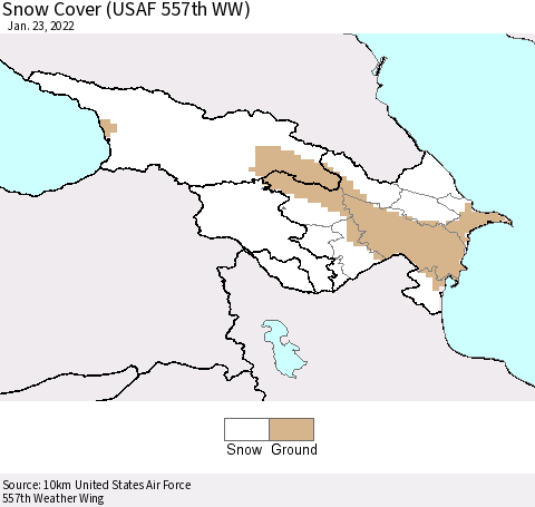 Azerbaijan, Armenia and Georgia Snow Cover (USAF 557th WW) Thematic Map For 1/17/2022 - 1/23/2022