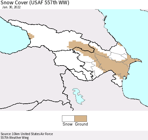 Azerbaijan, Armenia and Georgia Snow Cover (USAF 557th WW) Thematic Map For 1/24/2022 - 1/30/2022