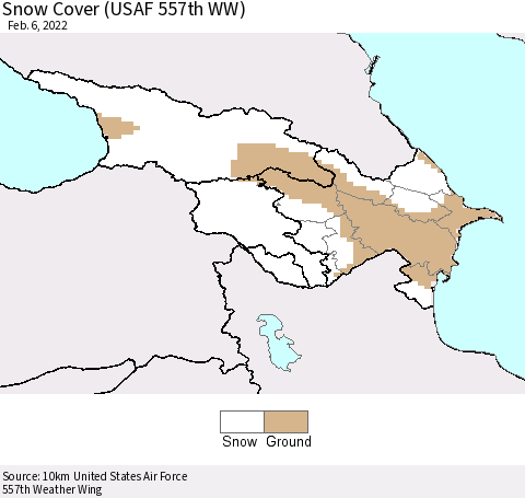 Azerbaijan, Armenia and Georgia Snow Cover (USAF 557th WW) Thematic Map For 1/31/2022 - 2/6/2022