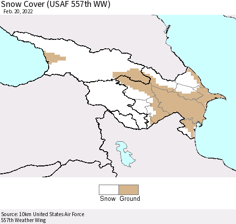 Azerbaijan, Armenia and Georgia Snow Cover (USAF 557th WW) Thematic Map For 2/14/2022 - 2/20/2022