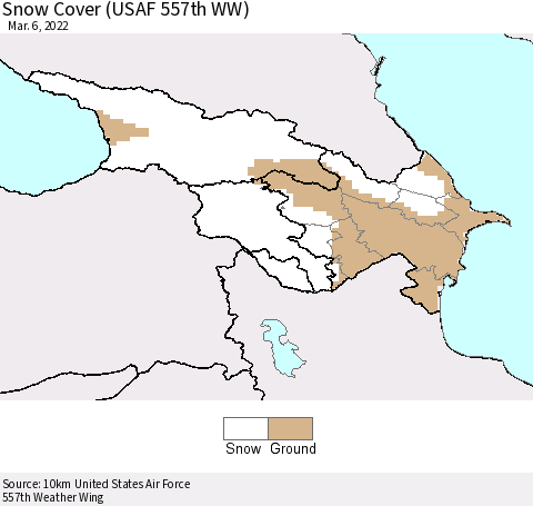 Azerbaijan, Armenia and Georgia Snow Cover (USAF 557th WW) Thematic Map For 2/28/2022 - 3/6/2022