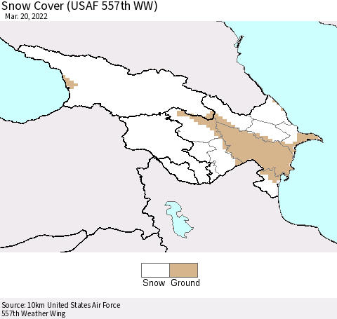 Azerbaijan, Armenia and Georgia Snow Cover (USAF 557th WW) Thematic Map For 3/14/2022 - 3/20/2022