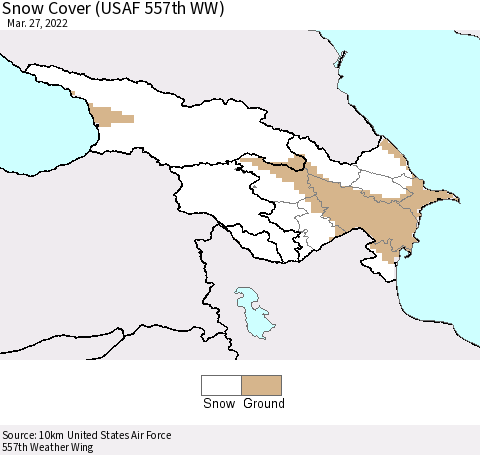 Azerbaijan, Armenia and Georgia Snow Cover (USAF 557th WW) Thematic Map For 3/21/2022 - 3/27/2022