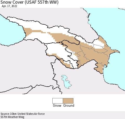 Azerbaijan, Armenia and Georgia Snow Cover (USAF 557th WW) Thematic Map For 4/11/2022 - 4/17/2022