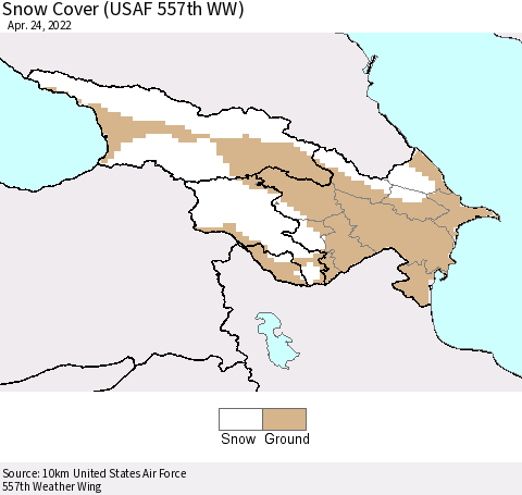 Azerbaijan, Armenia and Georgia Snow Cover (USAF 557th WW) Thematic Map For 4/18/2022 - 4/24/2022