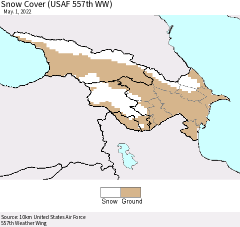 Azerbaijan, Armenia and Georgia Snow Cover (USAF 557th WW) Thematic Map For 4/25/2022 - 5/1/2022