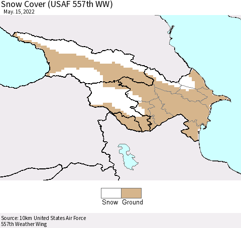 Azerbaijan, Armenia and Georgia Snow Cover (USAF 557th WW) Thematic Map For 5/9/2022 - 5/15/2022