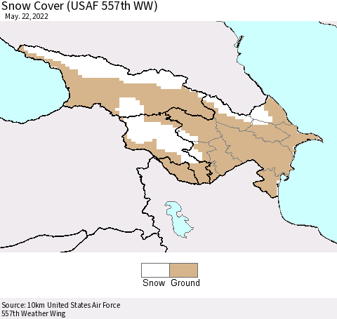 Azerbaijan, Armenia and Georgia Snow Cover (USAF 557th WW) Thematic Map For 5/16/2022 - 5/22/2022
