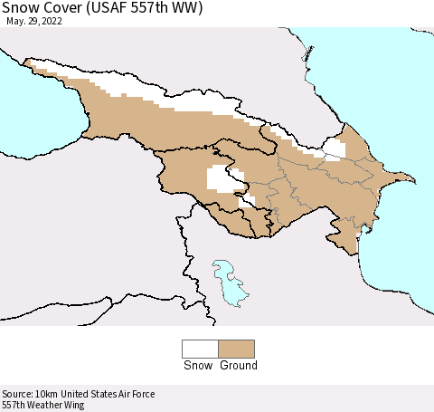 Azerbaijan, Armenia and Georgia Snow Cover (USAF 557th WW) Thematic Map For 5/23/2022 - 5/29/2022