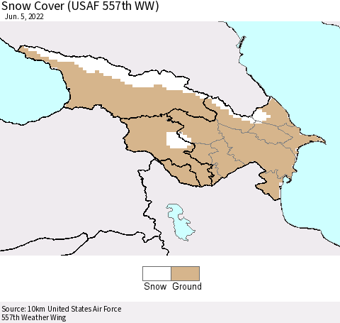 Azerbaijan, Armenia and Georgia Snow Cover (USAF 557th WW) Thematic Map For 5/30/2022 - 6/5/2022
