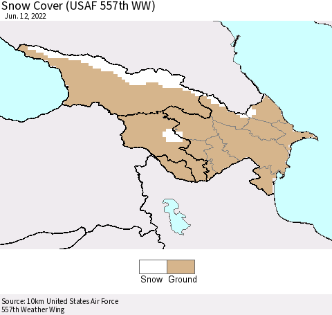Azerbaijan, Armenia and Georgia Snow Cover (USAF 557th WW) Thematic Map For 6/6/2022 - 6/12/2022