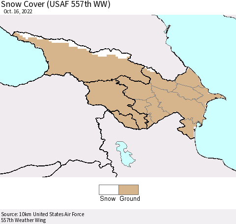 Azerbaijan, Armenia and Georgia Snow Cover (USAF 557th WW) Thematic Map For 10/10/2022 - 10/16/2022