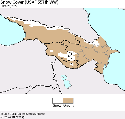 Azerbaijan, Armenia and Georgia Snow Cover (USAF 557th WW) Thematic Map For 10/17/2022 - 10/23/2022