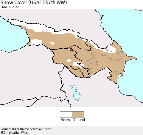 Azerbaijan, Armenia and Georgia Snow Cover (USAF 557th WW) Thematic Map For 10/31/2022 - 11/6/2022