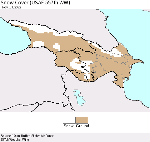 Azerbaijan, Armenia and Georgia Snow Cover (USAF 557th WW) Thematic Map For 11/7/2022 - 11/13/2022