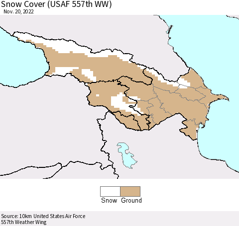 Azerbaijan, Armenia and Georgia Snow Cover (USAF 557th WW) Thematic Map For 11/14/2022 - 11/20/2022